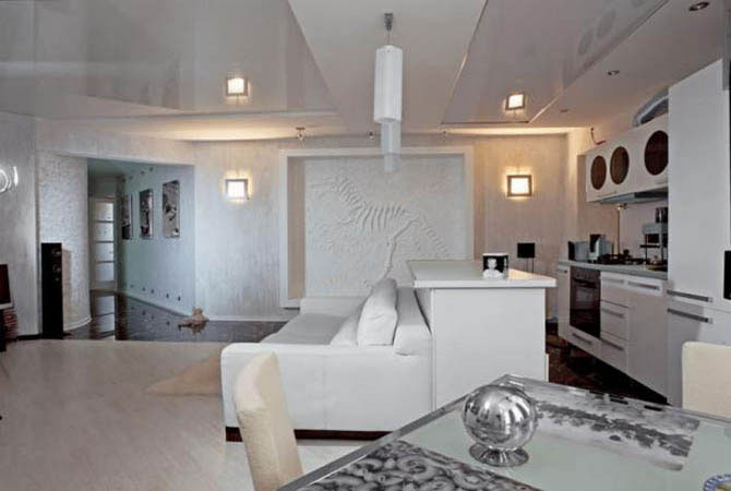 гипсокартон потолки дизайн-квартир холл кухня спальня фото