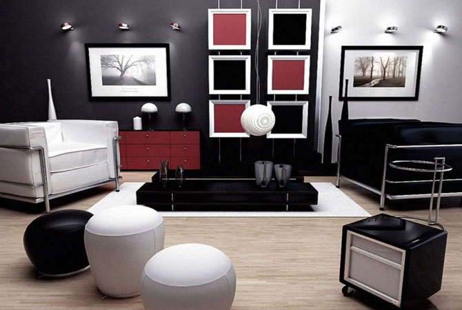 черно белый дизайн комнаты